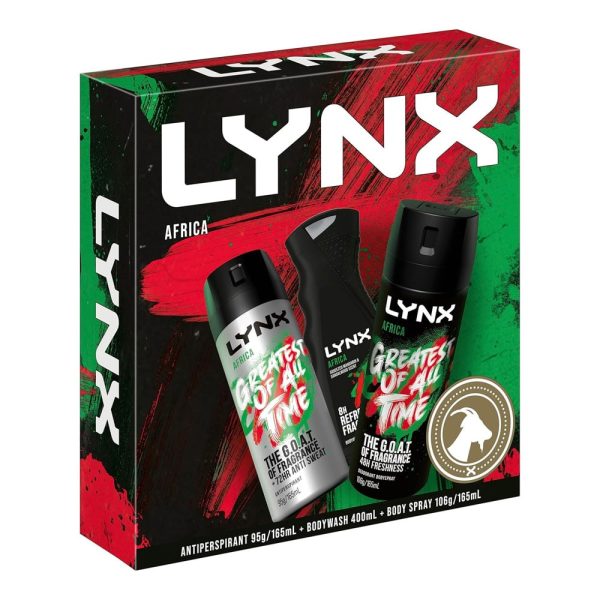 Lynx Africa Antiperspirant, Bodywash, Body Spray Gift Pack For Discount