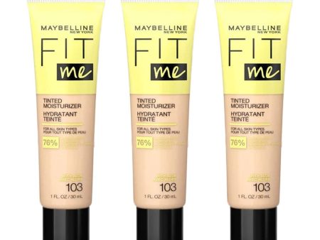 3x Maybelline Fit Me Tinted Moisturizer 103 30ml Supply