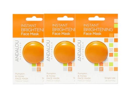 3x Andalou Naturals Instant Brightening Pumpkin & Honey Face Mask 8g Supply