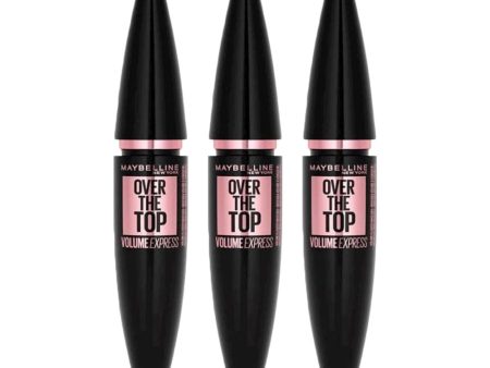 3x Maybelline Over The Top Volume Express Mascara 01 Black 8.7ml Fashion