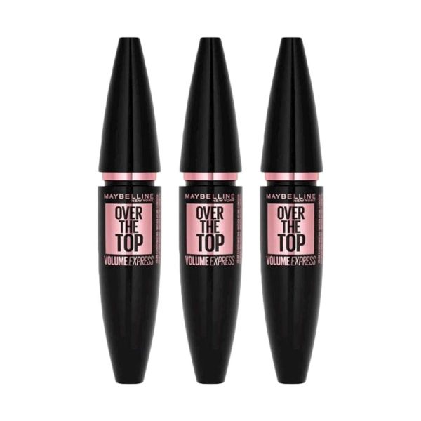 3x Maybelline Over The Top Volume Express Mascara 01 Black 8.7ml Fashion