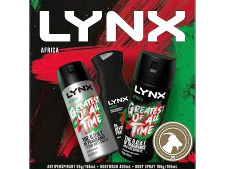 Lynx Africa Antiperspirant, Bodywash, Body Spray Gift Pack For Discount